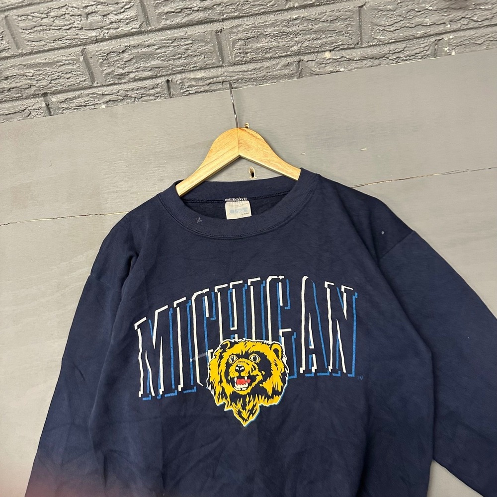 Vintage Michigan Wolverines Sweatshirt Navy Blue Classic by Tultex Made in USA L